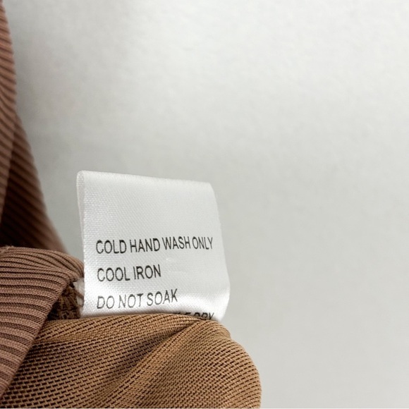 RUMOR Brown Ruched Ribbed Halter Mini Dress Sz 10 - Picture 7 of 7